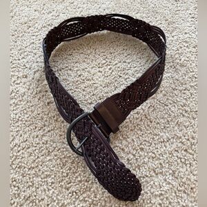 Elegant Brown Braided Leather Belt